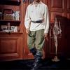 Mens Pants Pirate Tapered Linen Costume Trousers