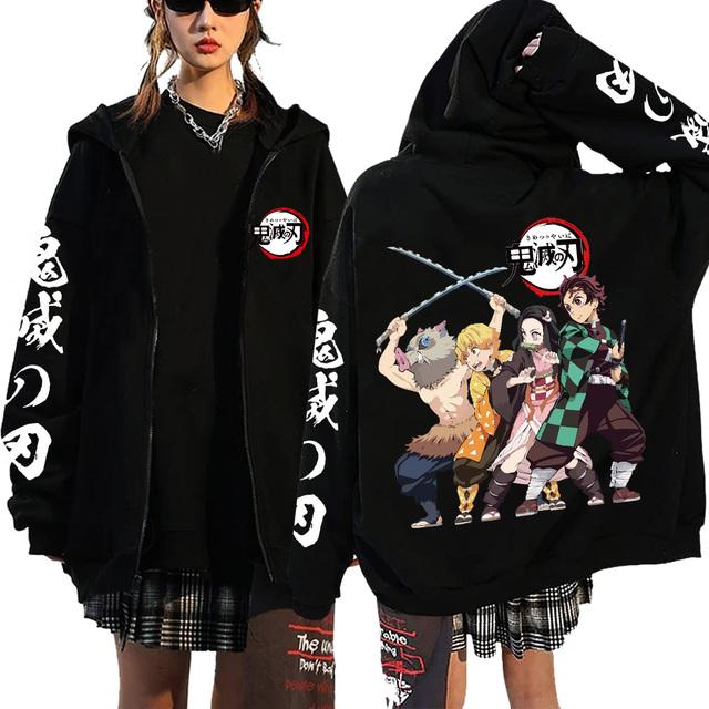 Demon Slayer Zipper Sweatshirts Zip Up Hoodie Anime Hoodies Unisex Hip Hop Streetwear Nezuko Kamado Graphic Y2K Clothes