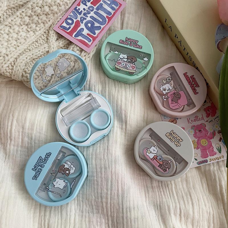 Ins Style Контактные линзы Уход Коробка Симпатичный Простой Футляр Для Хранения Контактных Линз Красота Ученик Контейнер Дорожный Набор
