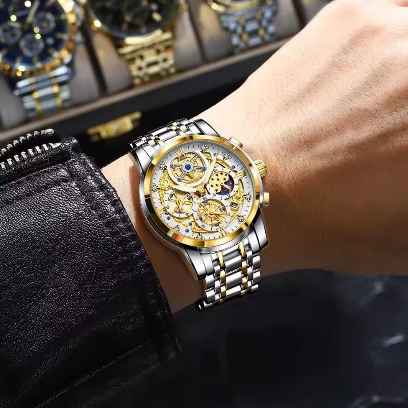 POEDAGAR Luxury Watch For Men Original Waterproof Luminous Date Clock Chronograph Stainless Steel Quartz Watches Reloj