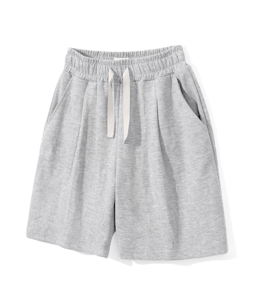 COSTUME O’CLOCK [Coolpass] Elastic Waist Wide One-Pleat Sweat Shorts 3 Colors