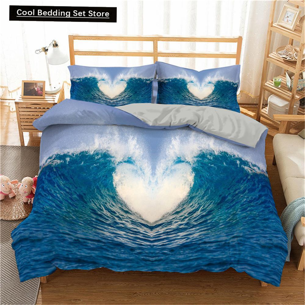 Комплект постельного белья Ocean Wave с 3D абстрактным рисунком, пододеяльник размера King/Queen с наволочкой в акварельном стиле, 2/3 шт., полиэстеровое одеяло