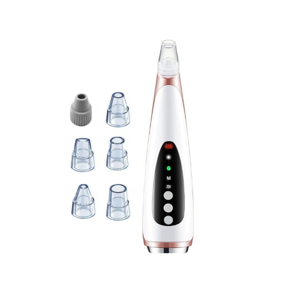 With 6 Replacement Head Electric Blackhead Remover Hot Compress Deep Cleaning Facial Pore Cleaning Device Professional