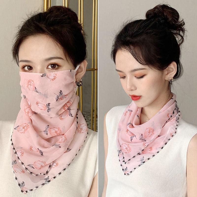 Outdoor Windproof Dustproof Breathable Scarf Mask Triangular Silk Scarf For Woman