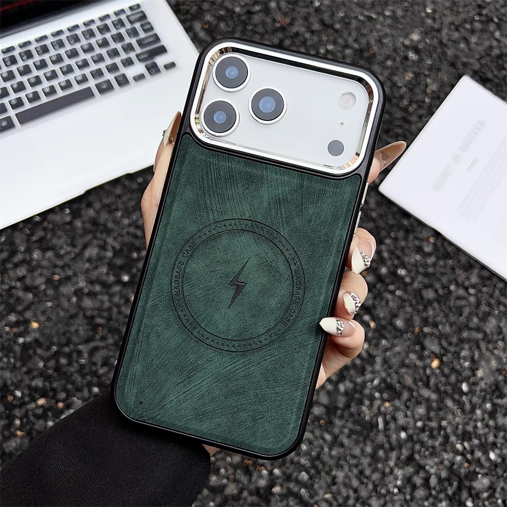 Беспроводная зарядка Магнитный кожаный чехол Для iPhone 17 16 15 14 13 12 11 Pro Max Plus Для Magsafe Бампер Ударопрочный чехол