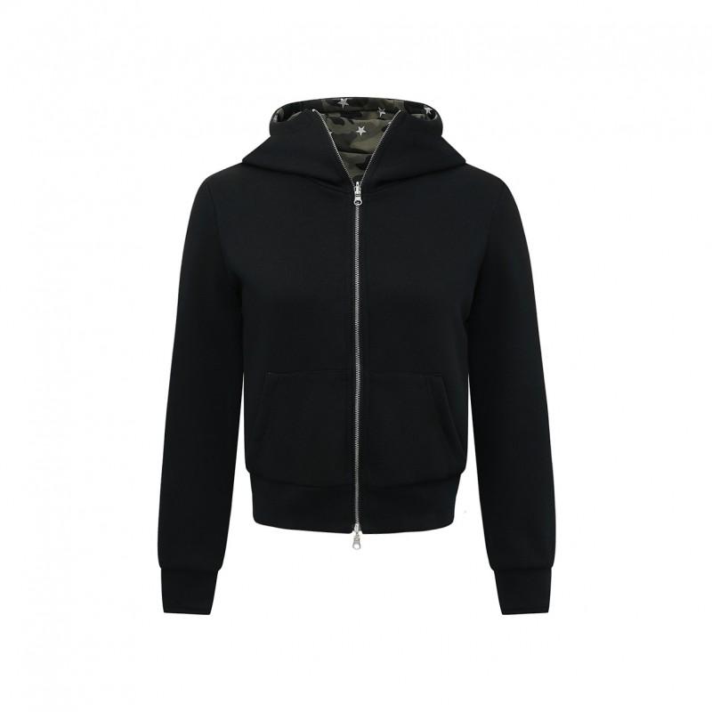 Unisex Oversized Hooded Zip-Up Sweatshirt With Camo Floral Print Dual-Side Wear Y2K Streetwear Winter