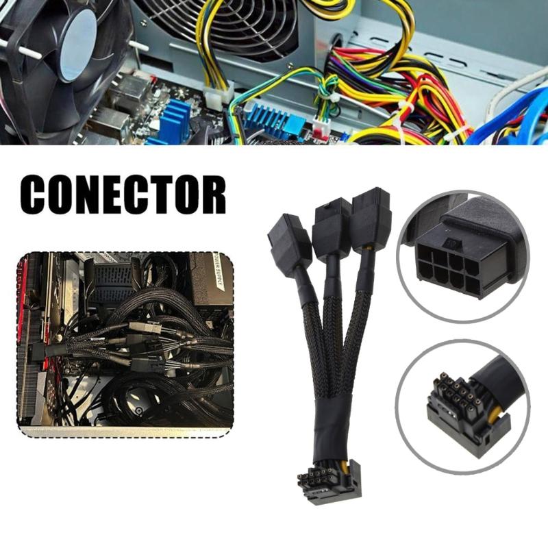 Кабель-переходник для видеокарты 15 см, 3x8-pin на 16-pin, адаптер GPU 12VHPWR, линия с прочным штыревым разъемом для повышения стабильности