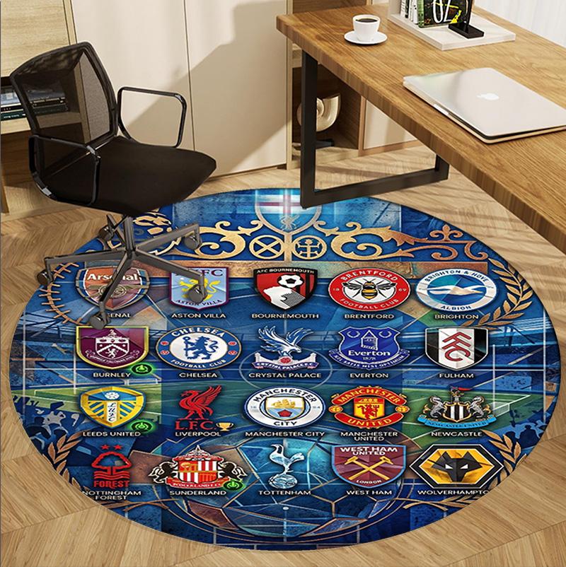 Chelsea Football Club Pattern Round Rug, Indoor/Outdoor Mat, for Picnic, Gameroom, Bedroom, Office, Living Room, Home Decor Carpet, Birthday Gift