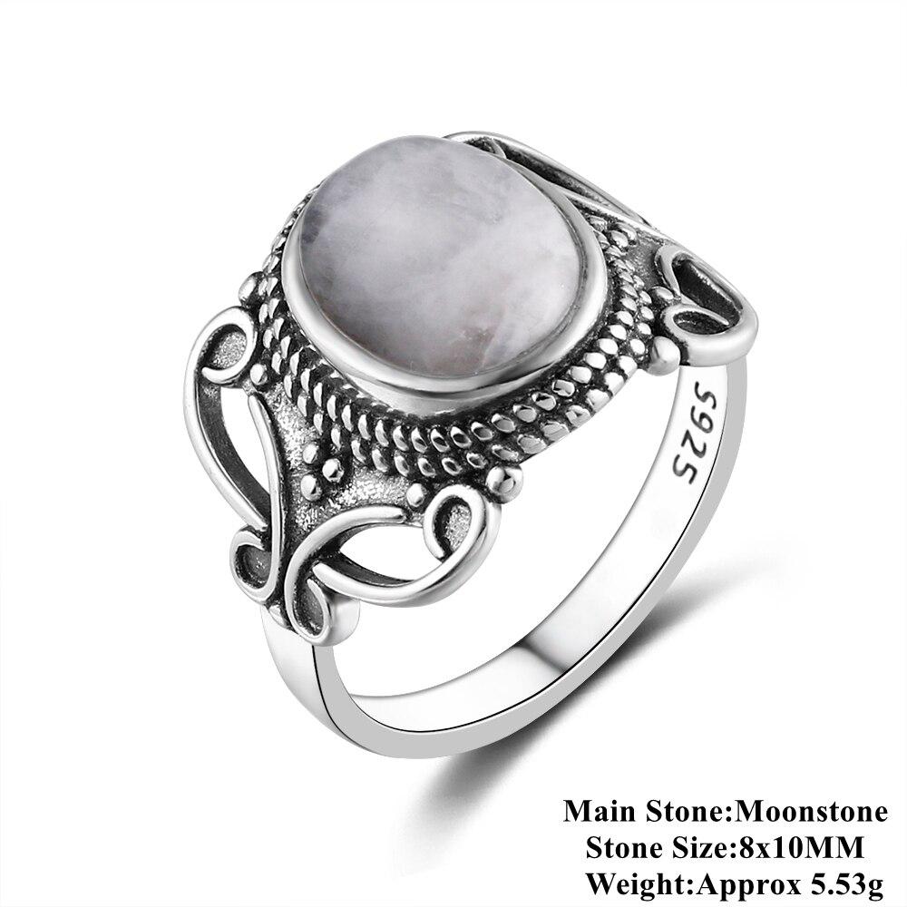 Винтажные этнические кольца женские серебряные изысканные украшения из натурального лунного камня
