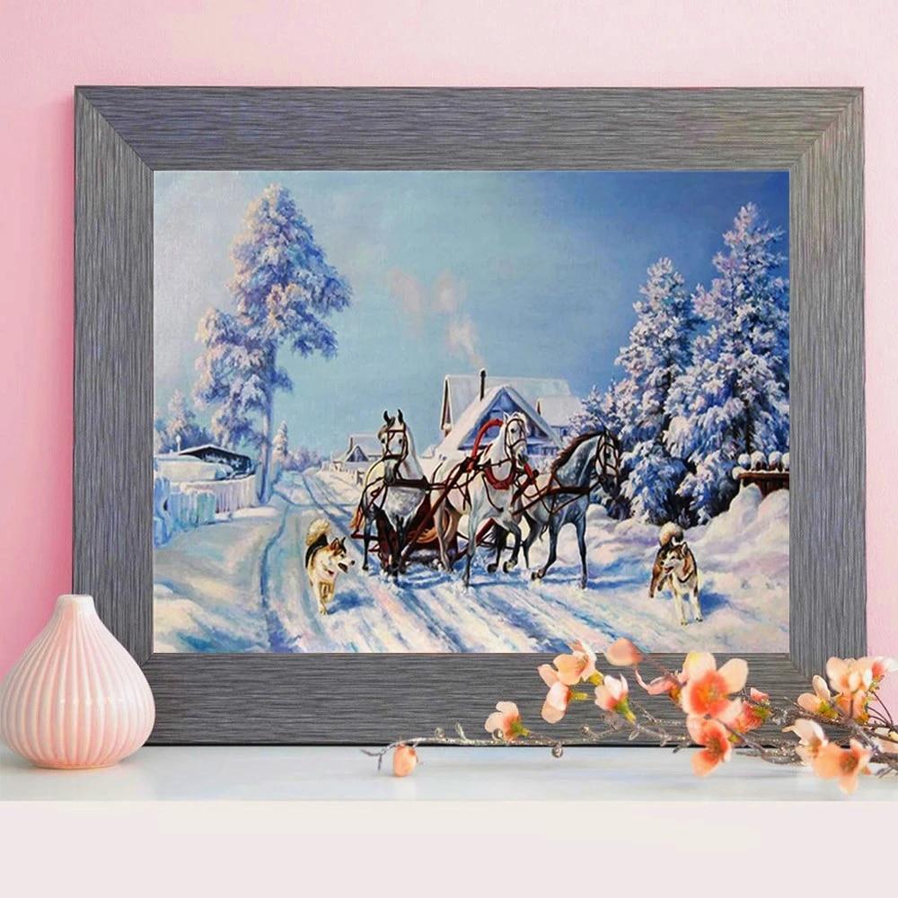Diamond Embroidery Landscape Snow Full Square Round Drill Cross Stitch Diamond Painting Horse Rhinestone Kit Home Decor