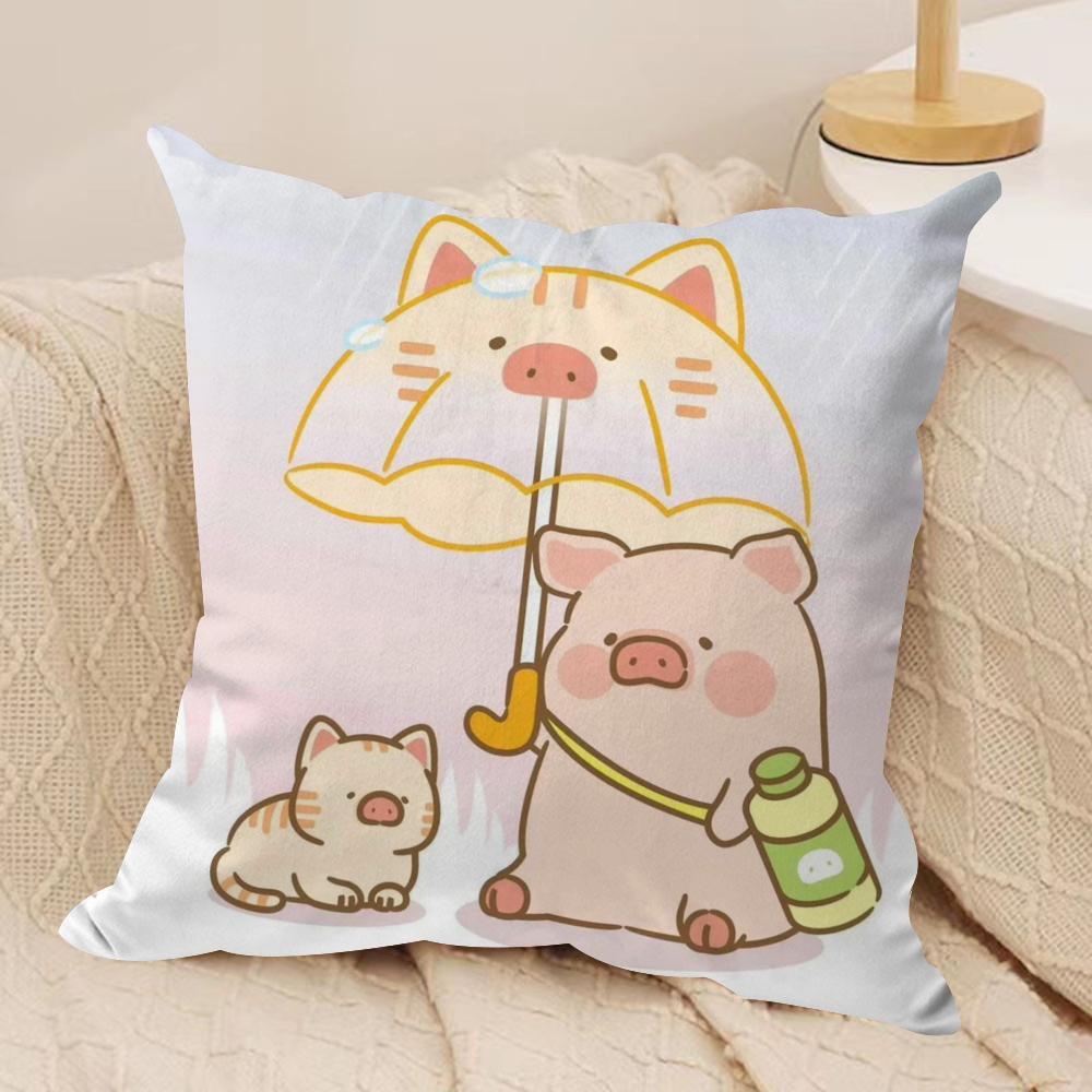 Мультяшная Розовая Наволочка L-Lulu Pig из Шелковистого Короткого Плюша, Двусторонняя Печать, для Подушки на Диван, Декор для Дома на Все Сезоны, Подарок