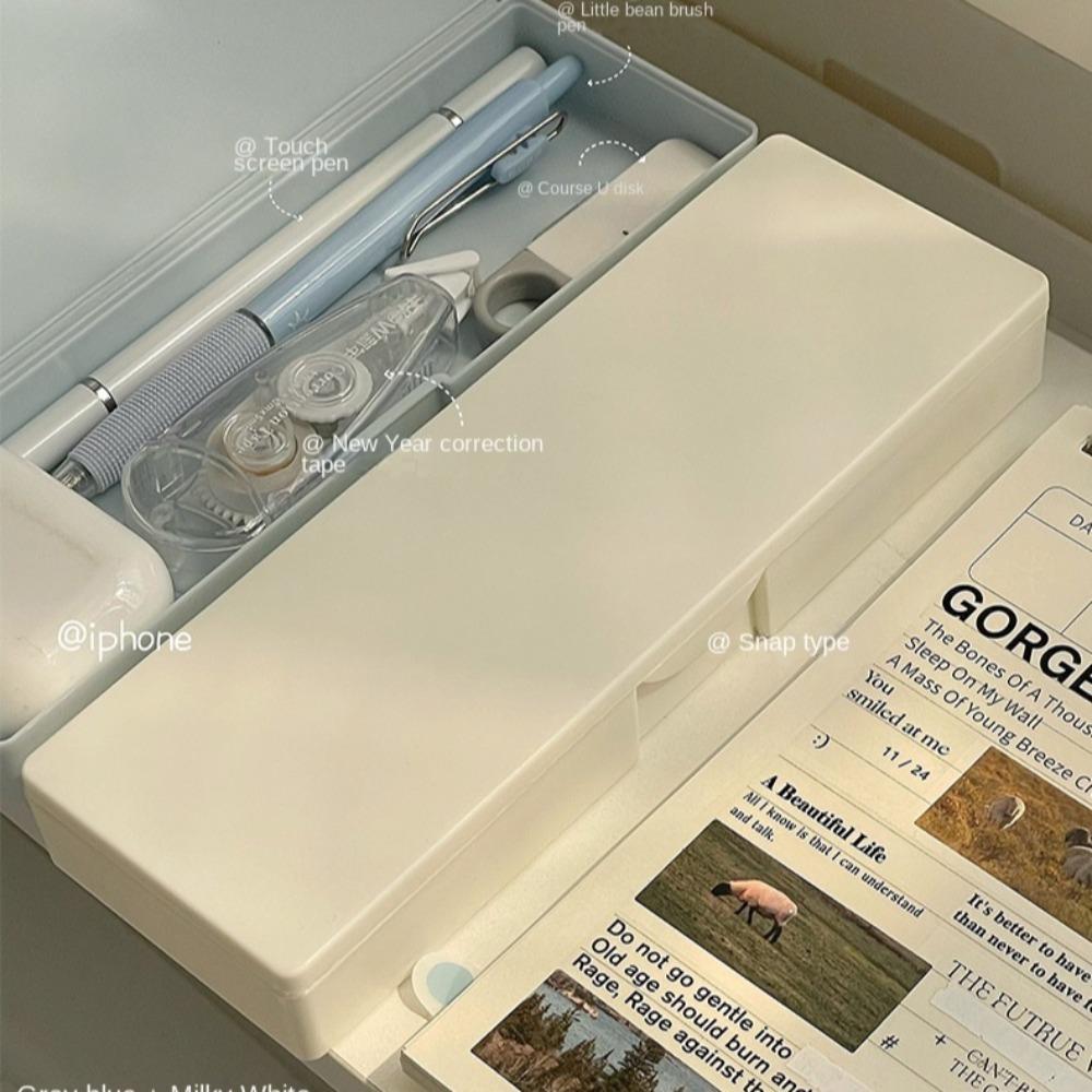 Однотонный пенал для ручек, прозрачный чехол для ручек, настольный ящик для хранения, пенал для ручек, школьные принадлежности