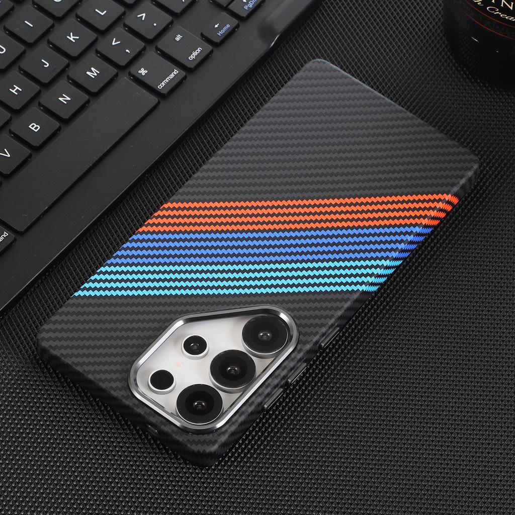 Деловой Тонкий Чехол с Рисунком из Кевлара и Углеродного Волокна Для Samsung Galaxy S26 Ultra S25 S24 S23 S22 Plus Для Magsafe Кожа-дружелюбная Крышка