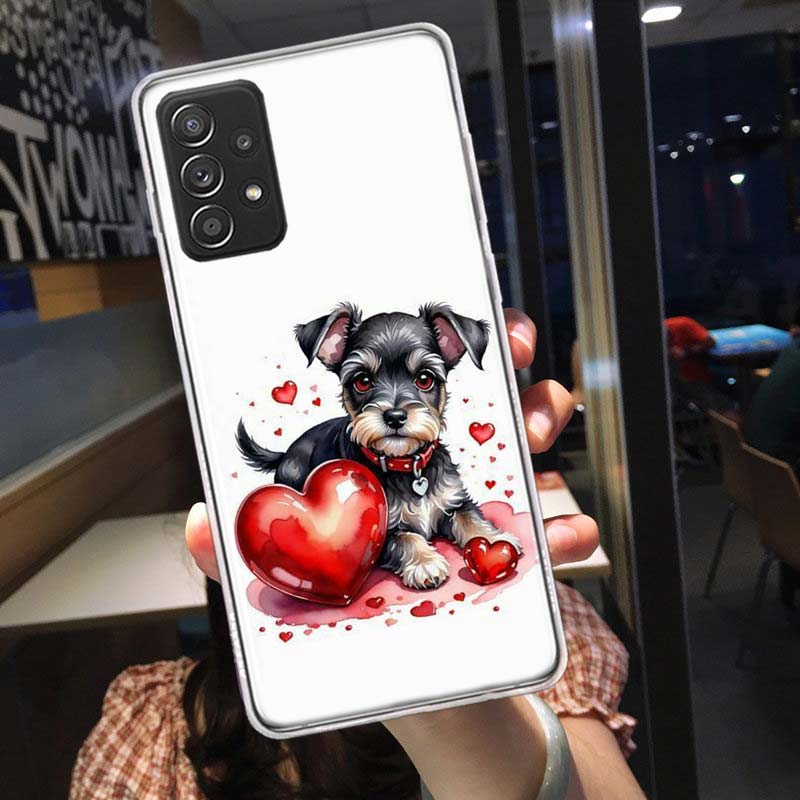 Милый Щенок Сердце Собаки Чехол для Телефона для Samsung A54 A57 A37 A17 A14 A15 A12 A24 A34 A55 A35 A25 A52S A07 A05S A04S A22 A32 A72 Ga