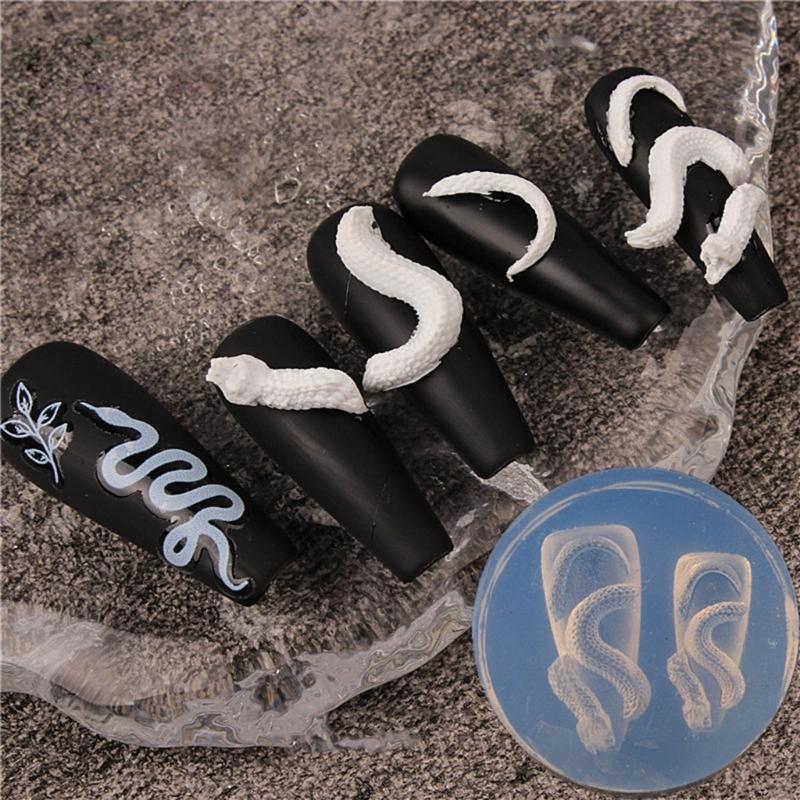 Силиконовые формы для дизайна ногтей, инструменты для самостоятельного изготовления ногтей, формы для резьбы по ногтям в виде дракона/змеи, силиконовый материал для украшения ногтей