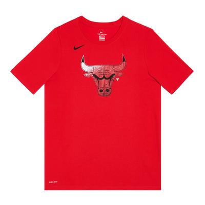 Футболка NBA Collaboration Dri-Fit Chicago Bulls Логотип Круглый вырез Быстросохнущий Короткий рукав Детские топы Красный 3Z2B7BBGJ-BUL