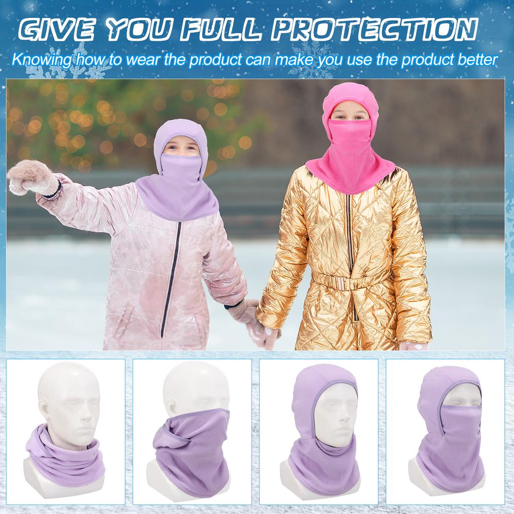 2 Packs Kids Balaclava Windproof Ski Mask Winter Hat Neck Warmer For Boys Girls
