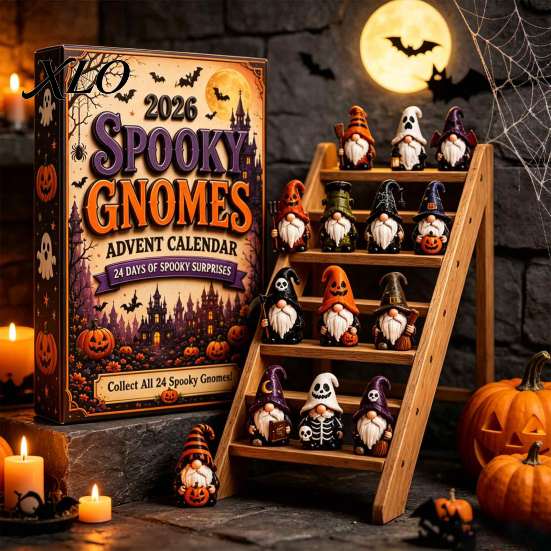 Interactive Social Exchange Toys 2026 Gnome Halloween Advent Calendar, 24 Days Countdown Calendar with Rare Figure Set Mini Collectible Figures,