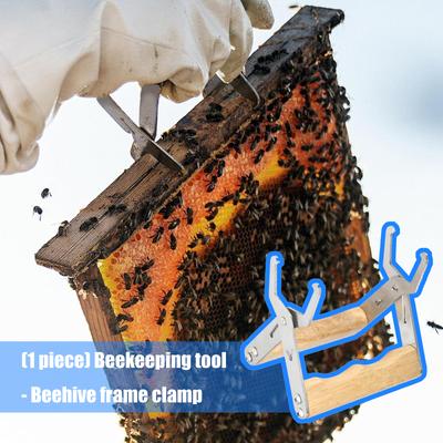 Прочный держатель рамки для улья из нержавеющей стали с эргономичной деревянной ручкой для безопасности и комфорта пчеловодства