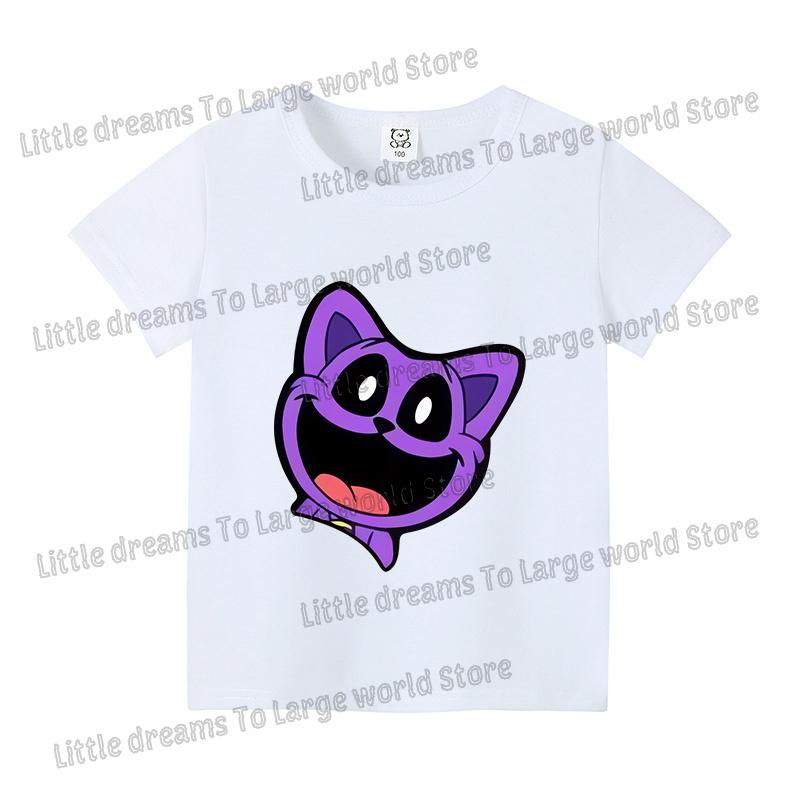Футболка Smilings Critters для детей с принтом мультяшных персонажей, одежда с коротким рукавом, детская летняя, белая, черная основа, повседневные топы