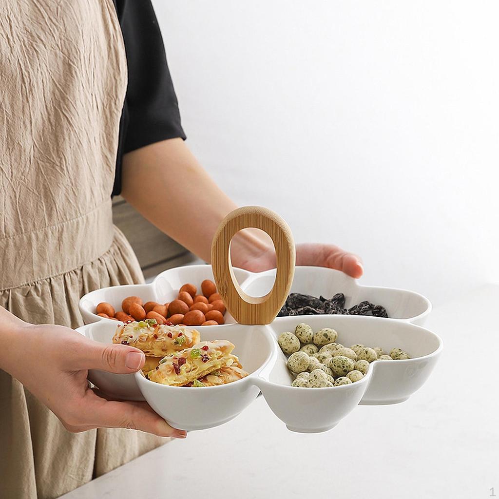 Divided Serving Dish Ceramic Tray Fruit Plate Snack Bowl for Fruits