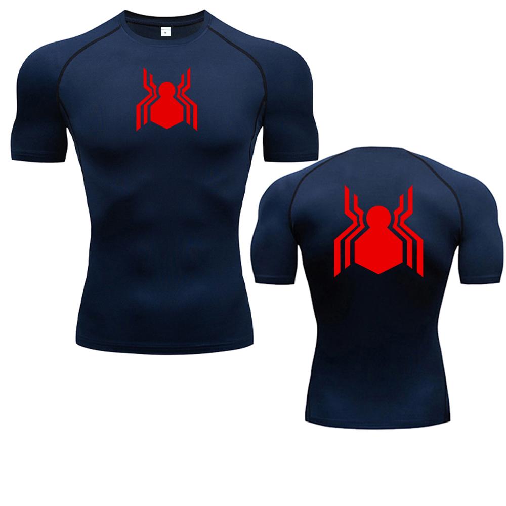 Spider Graphic Compression Shirts for Men Gym Workout Rash Guard Athletic Quick Dry Tshirts Tees Tops Undershirts Baselayers