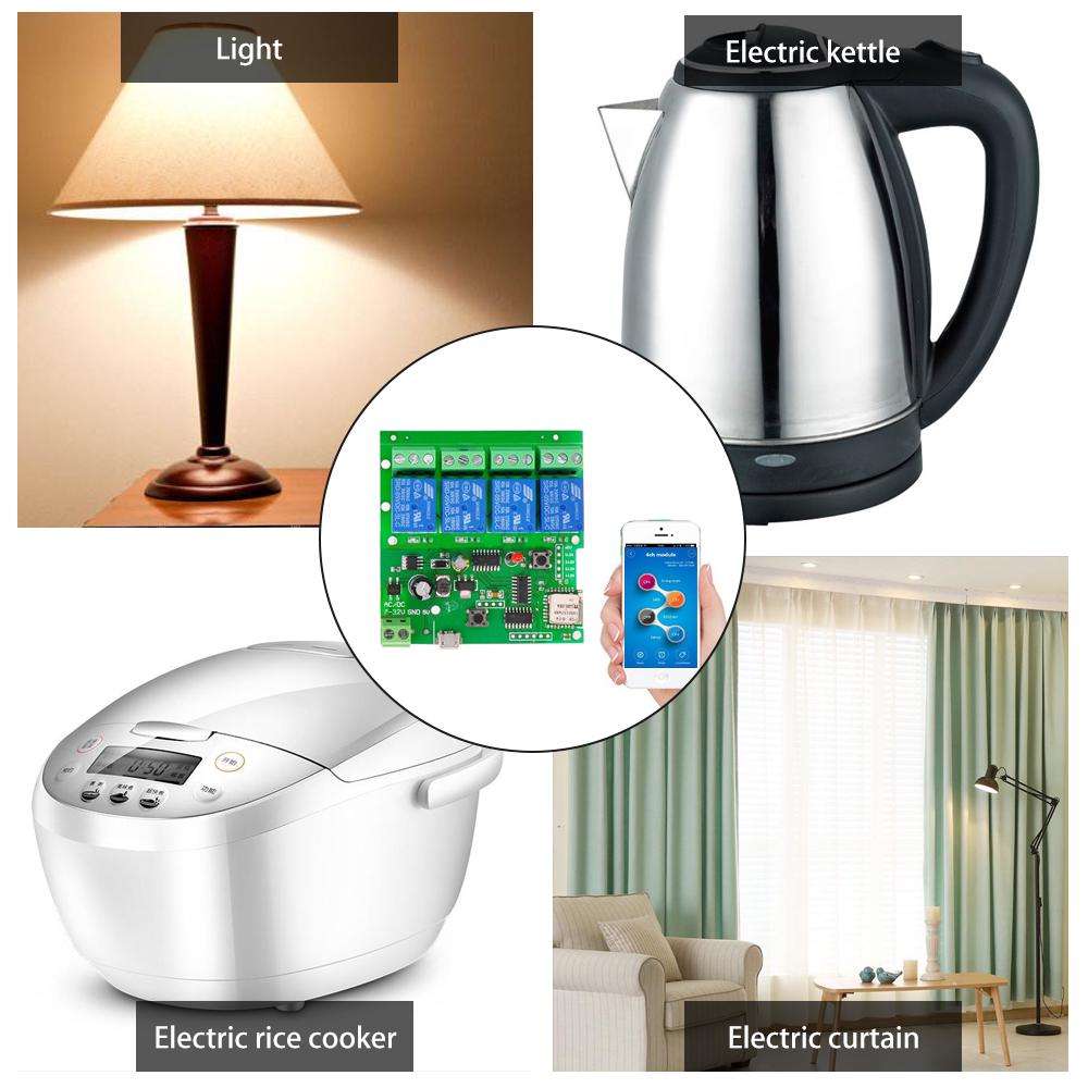 Sonoff умный пульт дистанционного управления, беспроводной переключатель, универсальный модуль, 4 канала постоянного тока, 5 В, 12 В, 32 В, таймер переключения Wi-Fi