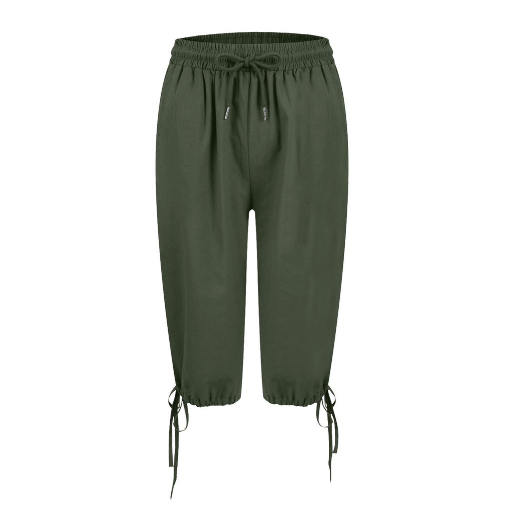 Женские повседневные брюки с эластичным шнурком и карманами, повседневные брюки с пятью брюками на шнуровке