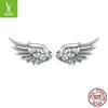 Silver Ziyun Original S925 Angel Wing Earrings with Inlaid Zircon - Unisex Retro Design.