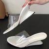 Fashion New PVC Transparent Wedge Slippers Women Sexy Open Toe Slide Sandals 2025 Summer Elegant Designer Shoes Sandalias De Mujer