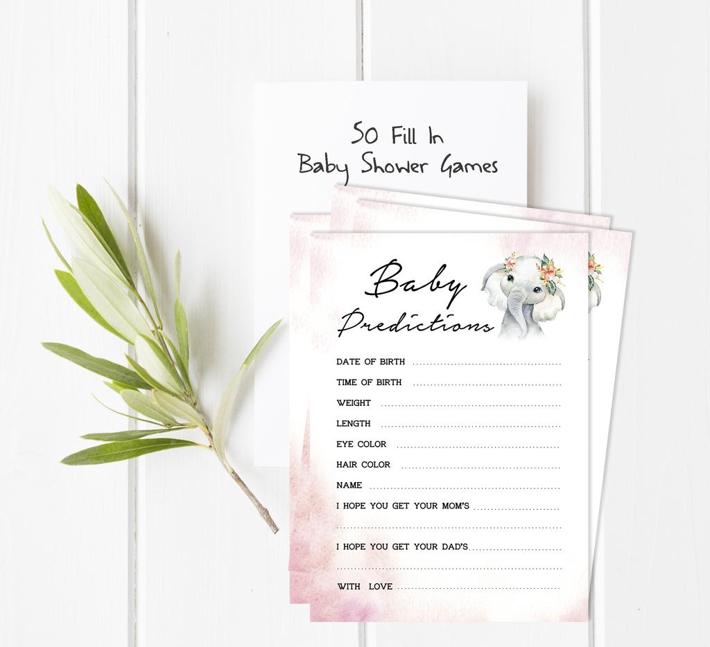 Inkdotpot Игровой набор для вечеринки по случаю рождения ребенка из 50 игр BabyA AlphabetA ABCA для девочек-слонят в джунглях