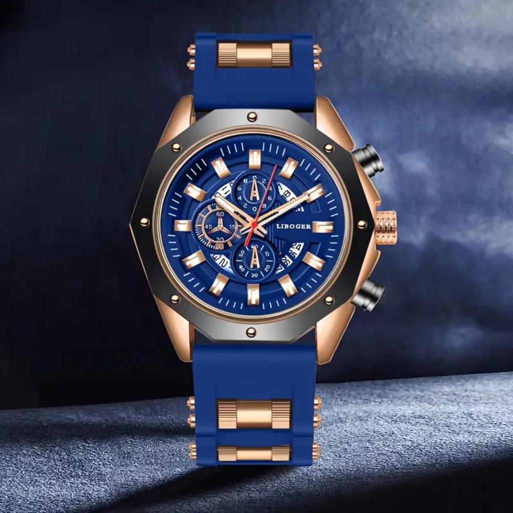 Мужские спортивные часы Модные силиконовые часы Кварцевые часы с датой и календарем