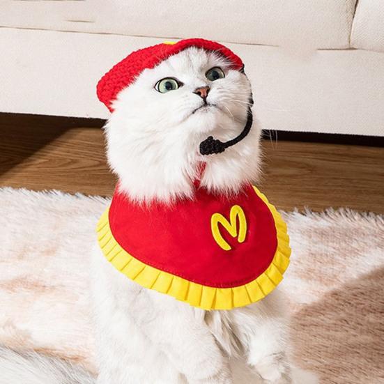 Костюм кошки, забавная вязаная шапка для кошки, бандана для домашних животных, наряд для кошек и маленьких собак, наряд для вечеринки с питомцами на Хэллоуин, Рождество, день рождения