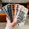 Мягкий чехол для телефона из ТПУ с рисунком дракона для Samsung S25 Ultra S24 FE S23 S22 A56 A36 A16 A15 A55 A35 с матовой кожаной текстурой, тонкий противоударный чехол-бампер