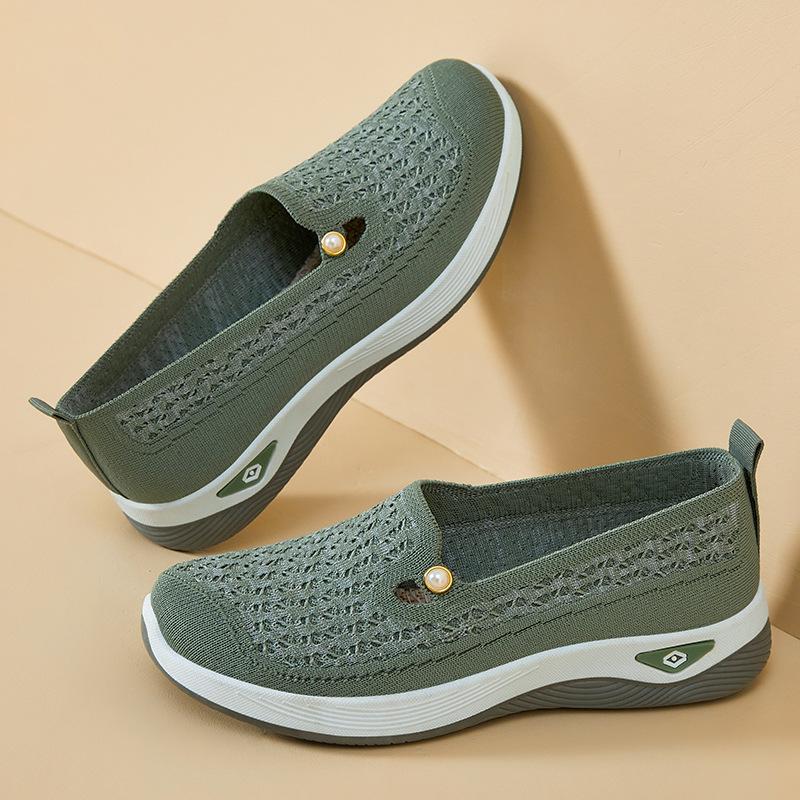 Женские трикотажные сетчатые туфли на плоской подошве, дышащие туфли без застежек, повседневные балетки, удобные туфли для ходьбы для женщин, легкие нарядные рабочие туфли-лоферы