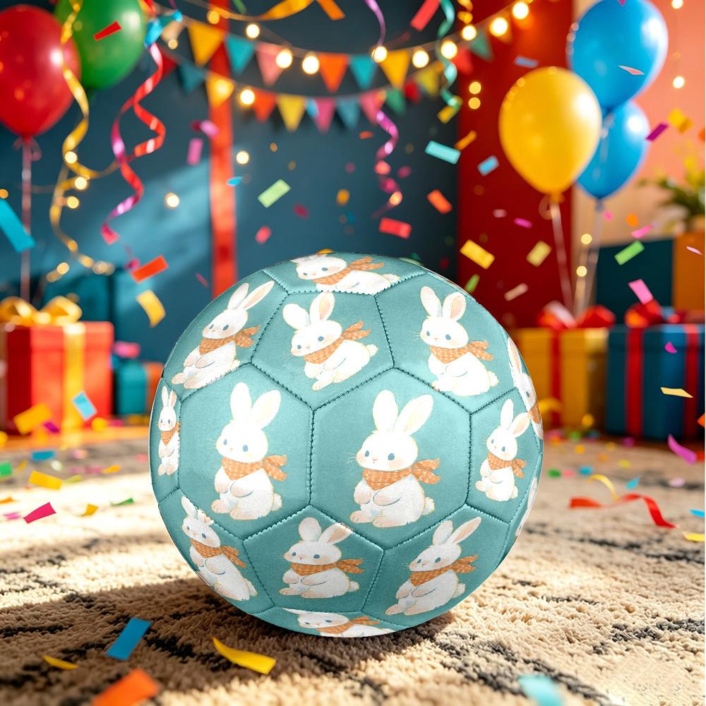 1pc Winter Bunny Scarf Theme Soccer Ball Football, Size 5, Lightweight PVC, Outdoor Training Soccer Ball,Gift c6511