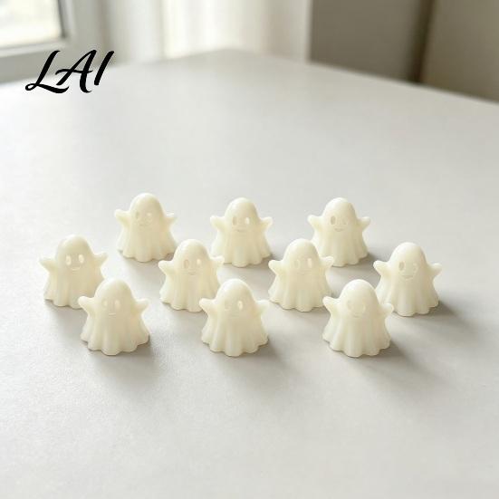 Compact Ghost Figures for Windowsills 10Pcs Mini Luminous Ornaments Halloween Party Decoration Cute Glowing PLA Shelves Desktop Figurines,