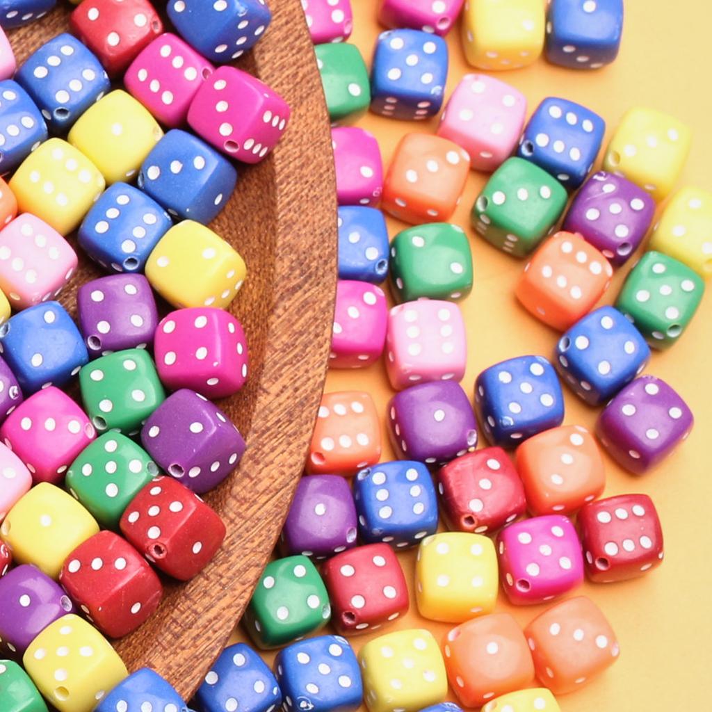 Bracelet 500g/Bag Square Shape Necklace Spacer Beads About800PCS For Jewelry Making Accessories Dice Beads DIY 8mm Acrylic