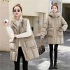 New large size hooded down cotton-padded clothes for women, medium and long versatile, small hooded bread clothes, cotton-padded jackets, trendy