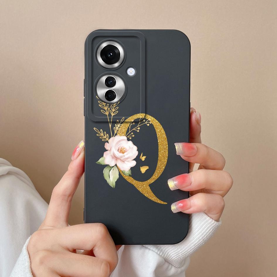 Задняя крышка для OPPO A1i A60 Realme 12 Reno11 F Чехлы Популярные чехлы для пар с буквами AZ Матовый жидкий силикон Высококачественные противоударные чехлы для телефонов для OPPO
