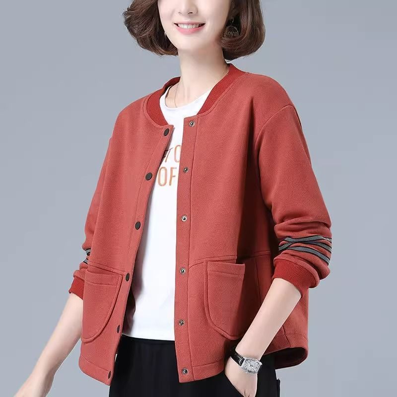 Весенне-осенняя куртка, женская короткая свободная куртка для мам среднего возраста, большая повседневная верхняя одежда, бейсбольная куртка