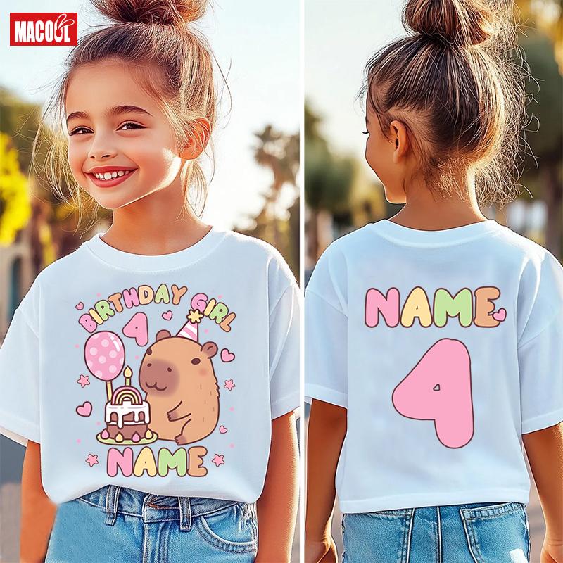 Cute Dolphin Birthday Digital Cartoon Printed Summer Casual Comfortable Cotton Short sleeved Tshirt