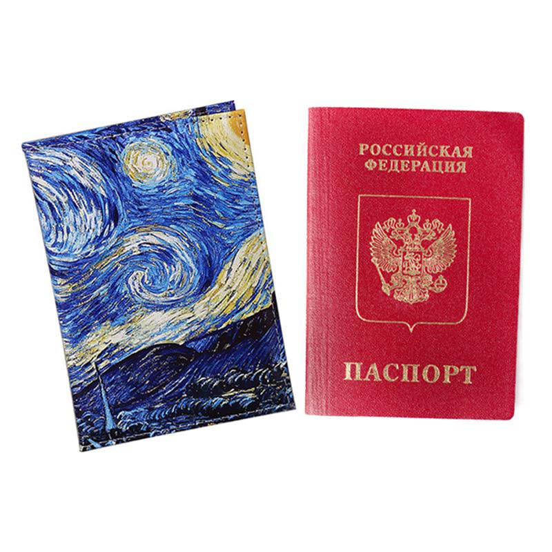 Art Van Gogh Starry Sky Passport Cover Classical Travel Women Passport Holder Desinger ID Passport Case