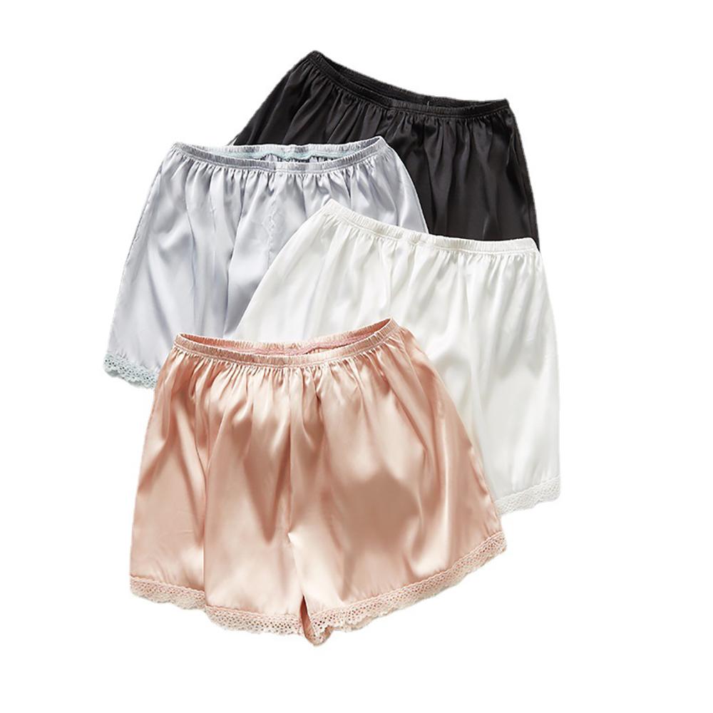 Summer Spring Elastic Waist Satin Women Women's Breeches Safety Shorts Pants Boxer Panties Lace