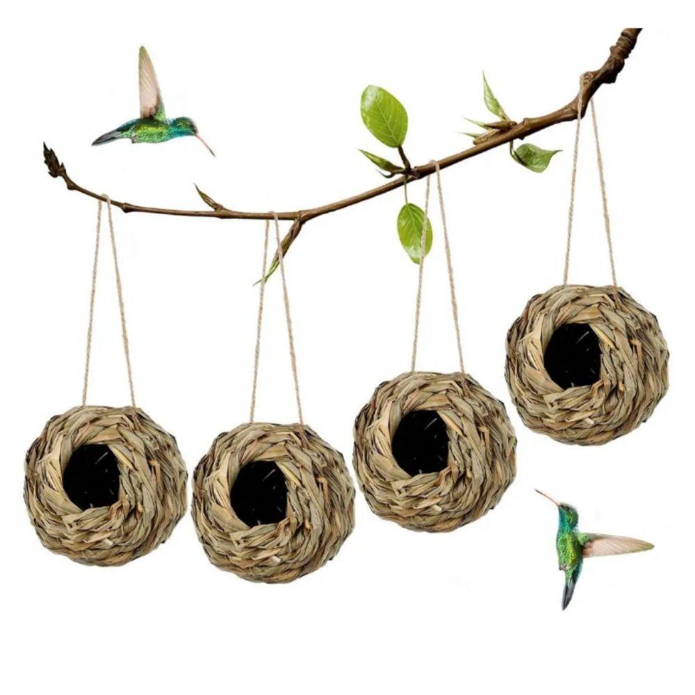 Ручная работа Плетеное из травы птичье гнездо Декоративный домик для колибри Подвесное гнездо для колибри Дом Уличный