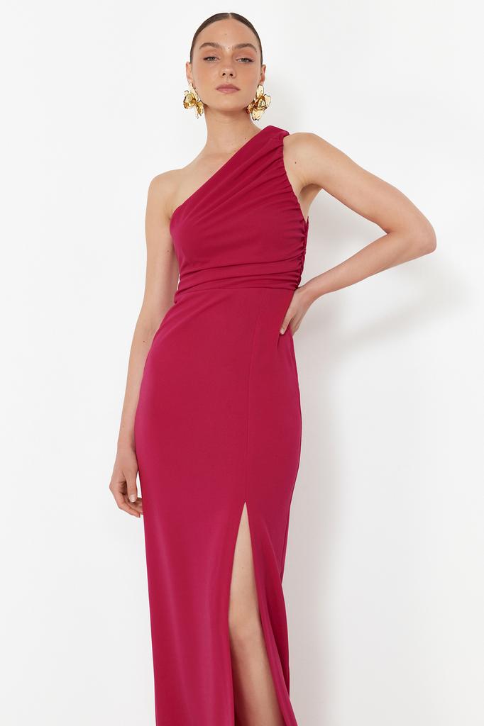 Women's Fashion New Evening Dress & Graduation Dress Black Fitted Single Sleeve Knitted Long Evening Dress