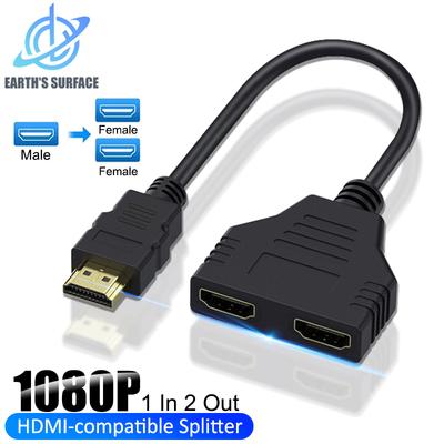 Кабель-разветвитель HDMI-совместимый 1 вход на 2 выхода 1080P 2 Кабель HDMI-совместимый с двумя портами Y-адаптер-разветвитель для ноутбука, монитора, ТВ-приставки