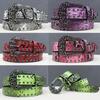 Rhinestone Skull Belt Rivet Punk Decoration Men and Women Belt Abi Decorative Python Pattern Belt