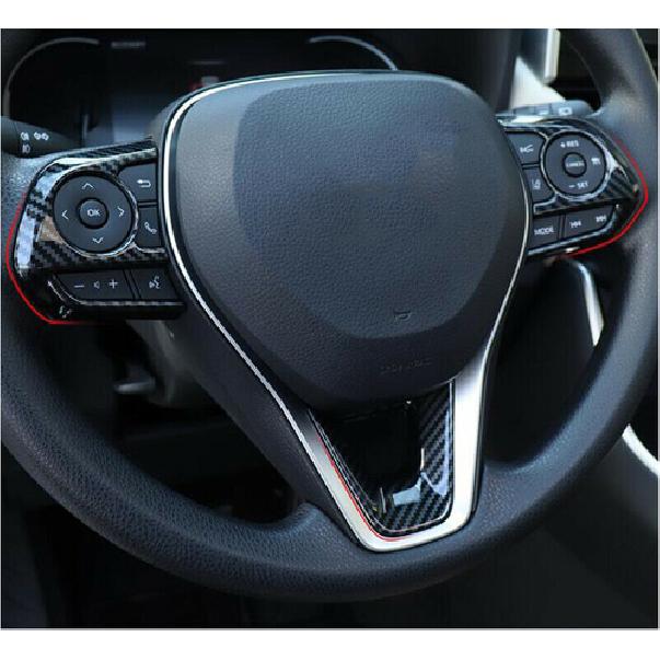 Carbon Fiber Steering Wheel Decor Frame Trim 3PCS For Toyota RAV4 -2024