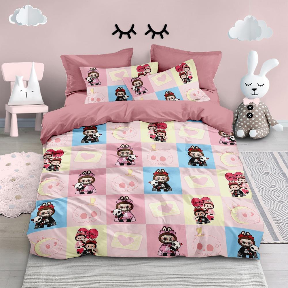 Мультяшный комплект постельного белья Rabu, милый принт, пододеяльник, наволочка, подходит для детей, мальчиков, девочек, подростков, комплект пододеяльника, роскошные подарки